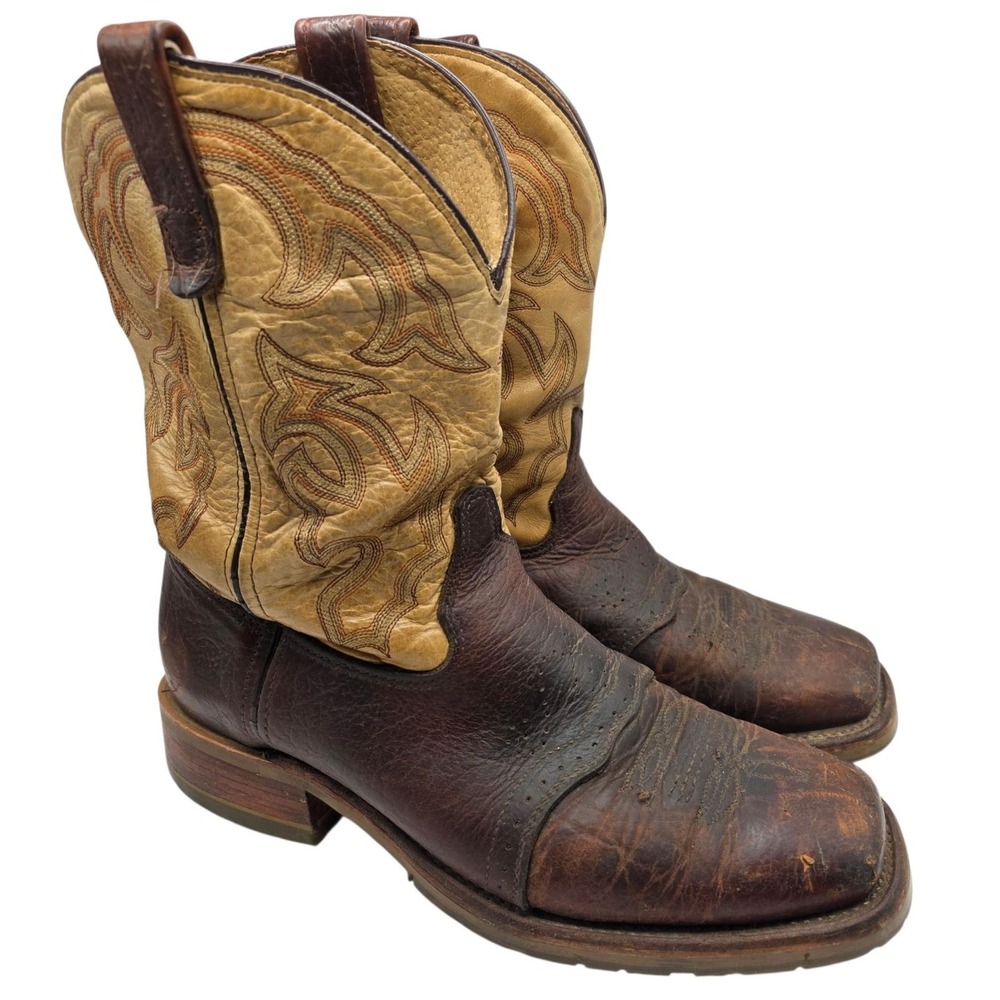 Double-H DH4305 Roper Boots Mens 11 EE Brown Leather Western Square Toe